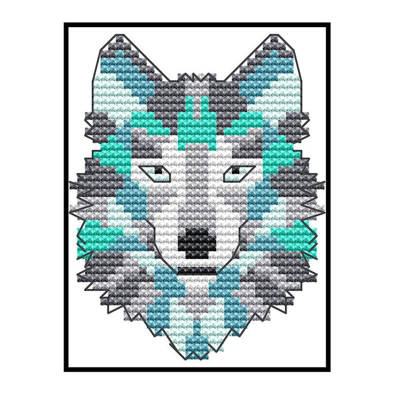 14CT Partial Cross Stitch Wolf Counted DIY Embroidery Needlework Animal Wall Art