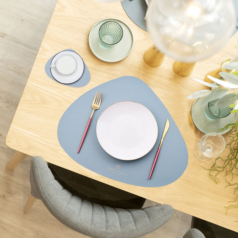 Leather Placemats Coasters, Non Slip Waterproof Heat-Resistant Place Mat Coas