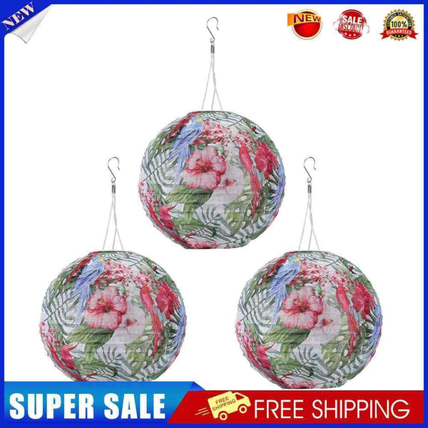 Printed LED Round Lantern Nylon Hanging for Christmas Supplies Art Craft De
