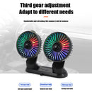 F404D Car Fan USB Dual Head Dashboard Fan with LED Lights for 12V 24V Truck SUV