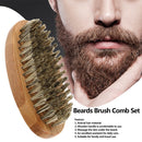 Professional Men Mustache Shaving Comb Bristle Wood Beard Brush Face Cleaning