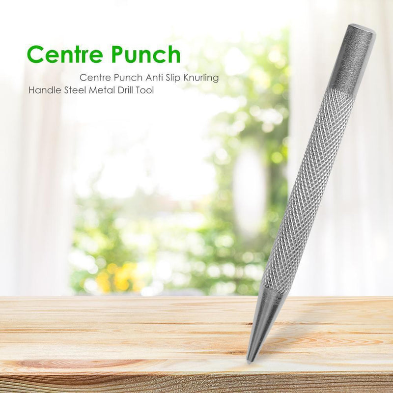 Automatic Centre Punch Anti Slip Knurling Handle Steel Metal Drill Tool