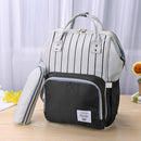 Stripes Waterproof Mummy Backpack Large USB Maternity Diaper Handbag(Black