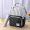 Stripes Waterproof Mummy Backpack Large USB Maternity Diaper Handbag(Black