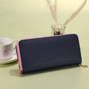 Long Women Wallets Card Holder Clutch Purse Coin Money Bag (Dark Blue)