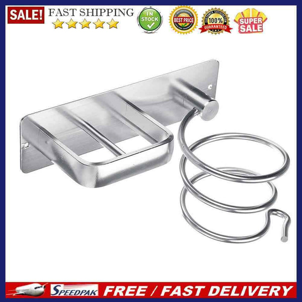 Wall Mounted Hair Dryer Storage Rack Bathroom Drier Blower Stand Hanger Holder