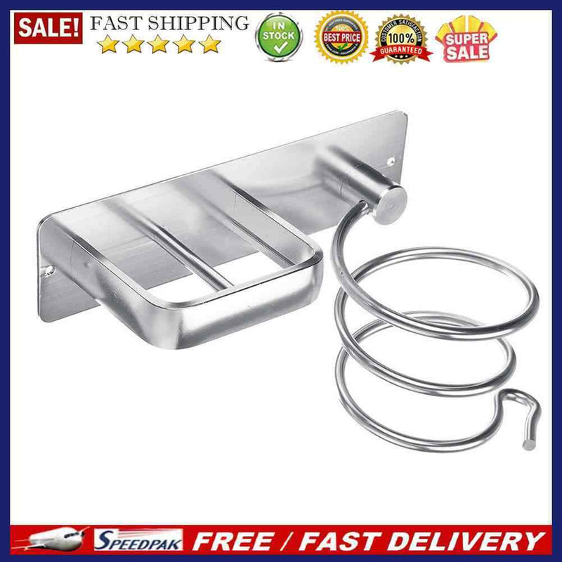 Wall Mounted Hair Dryer Storage Rack Bathroom Drier Blower Stand Hanger Holder