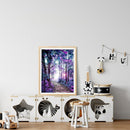 11CT Printed Full Cross Stitch Handcraft Purple Forest Artwork Wall Decor