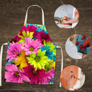 Flowers Printed Kitchen Aprons Waterproof Linen Oil-proof Apron (68x55cm)