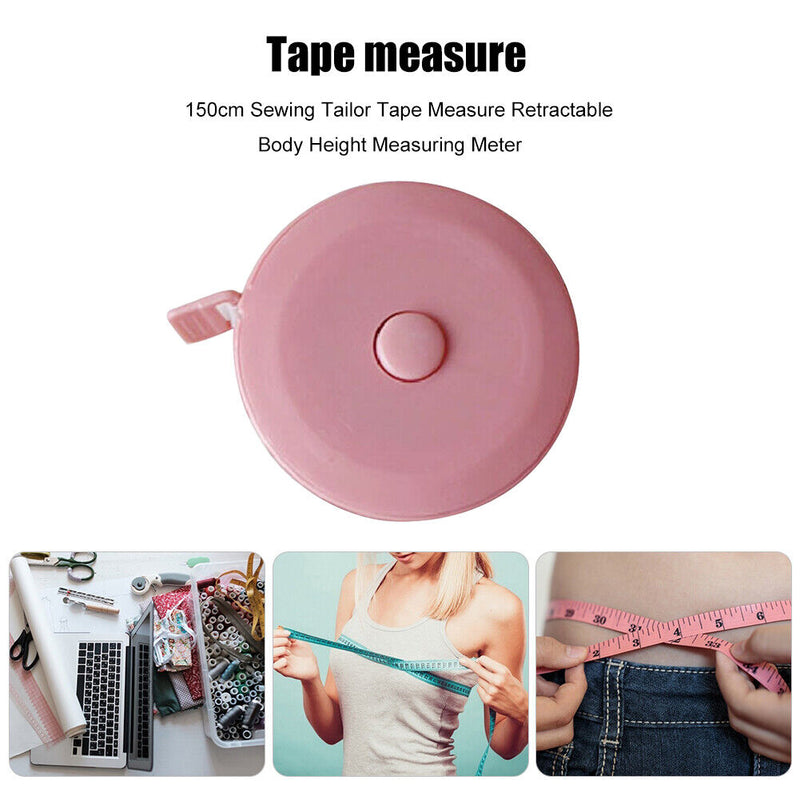 150cm Sewing Tape Measure Retractable Body Height Measuring Meter (Pink) Newly
