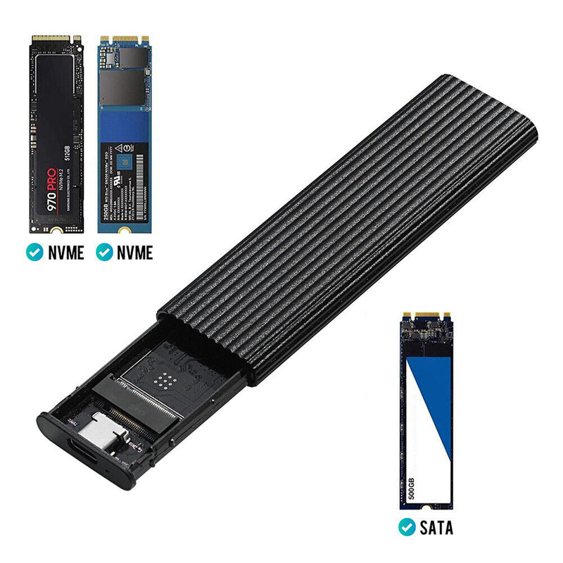 M.2 SSD to USB 3.1 Enclosure M.2 NVME PCIE/NGFF SATA NVME Adapter (Black)