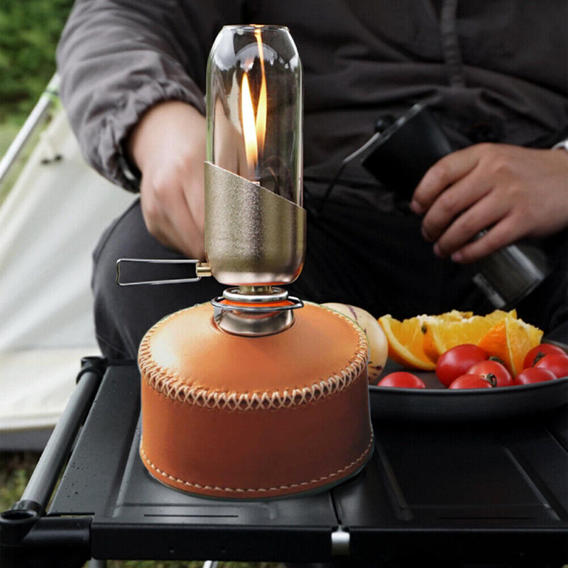 PU Leather Gas Canister Bag Cover LPG Fuel Can Protective Sleeve Brown (S) Newly