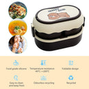 #A Double Layer Bento Lunch Box Microwave Dinnerware Cartoon Leakproof with Cu