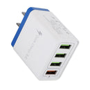4 USB Travel Charger 3A Fast Charging Charger US Plug Adapter (Dark Blue) Newly