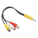 Speaker Audio Video Laptop AV Cord 3.5mm Jack to 3 RCA Audio Cable Adapter Wire