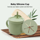 Portable Baby Silicone Cup BPA-Free Leakproof Storage Snack Bottle (Green) Newly