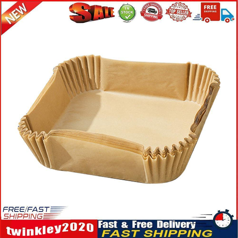 100pcs Air Fryer Paper Liner Mat Steamer Oven Baking Paper Tray (A Beige) Newly