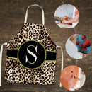 Leopard S Printed Linen Apron Waterproof Kitchen Cooking Bibs (82X68CM)