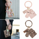 Bracelet PU Leather Card Bag Wristlet Key Ring Wallet Keychain O-ring Bracelet