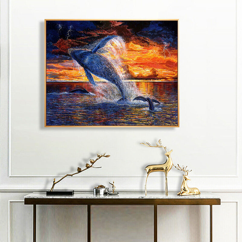 Whale Jumping out Water Oil Paint By Numbers Kit DIY Acrylic Painting Art