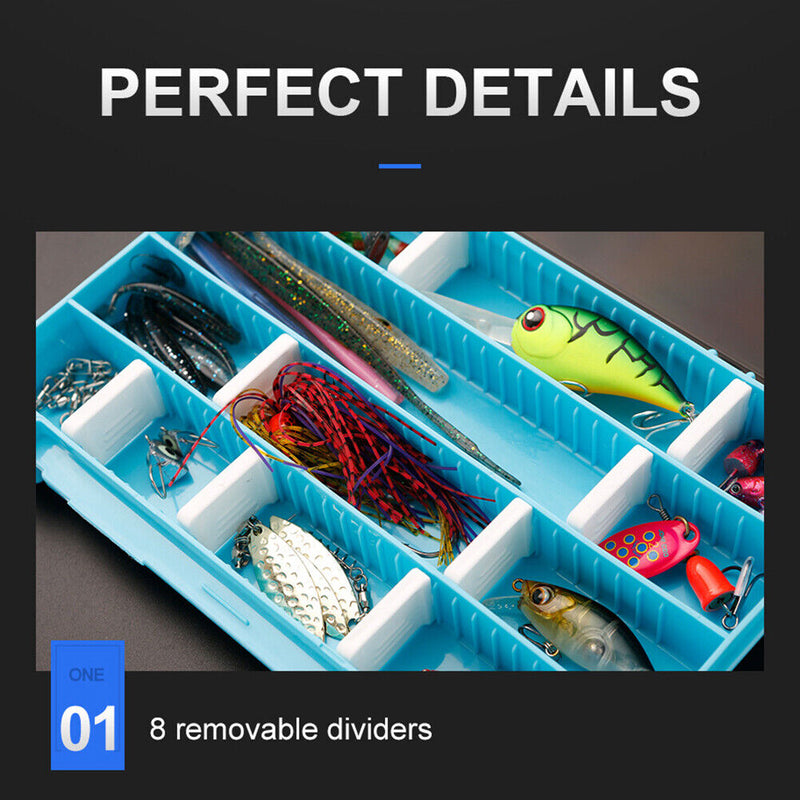 Fishing Tackle Storage Box w/ Removable Dividers Portable Fishing Organizer Case
