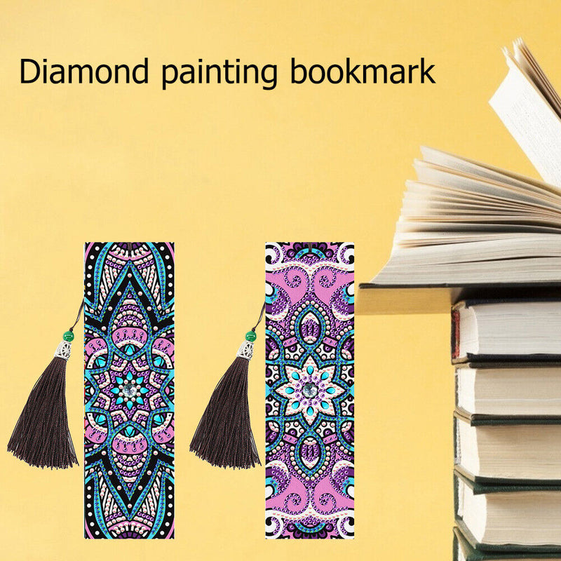 2pcs 5D Mosaic Bookmark Tassel Diamond Painting Cross Stitch Page-marker Newly
