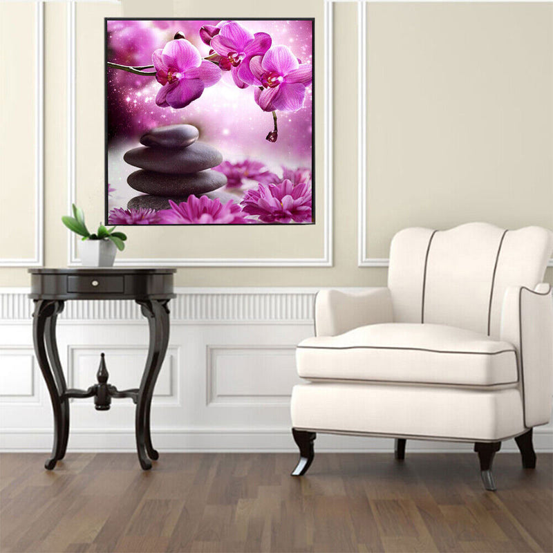 Phalaenopsis Stone 5D Diamond DIY Painting Craft Kit Home Decor Newly