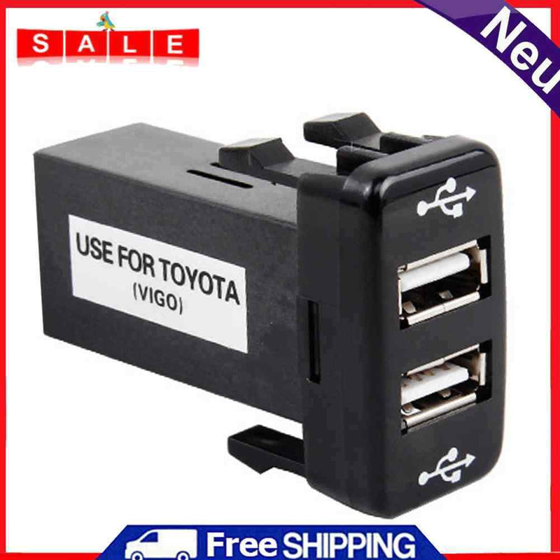 Car Car Dual USB 5V 2.1A 1A Recessed Outlet Female Cable 12V Charger