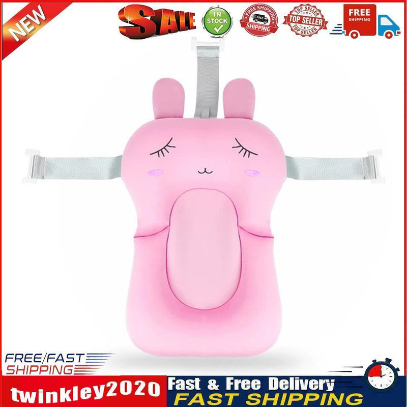 Cartoon Rabbit Soft Baby Shower Bath Pad Mat Adjustable Bath Rack (Pink) Newly