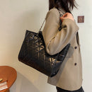 Embroidery Thread Chain Crossbody Tote Female Large Lattice Trending Handbag