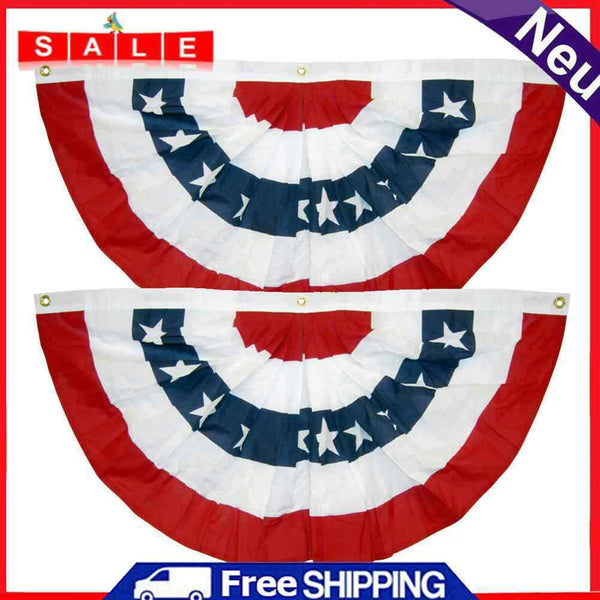 USA Pleated Fan Flag American Bunting Patriotic Half Banner Home Decoration