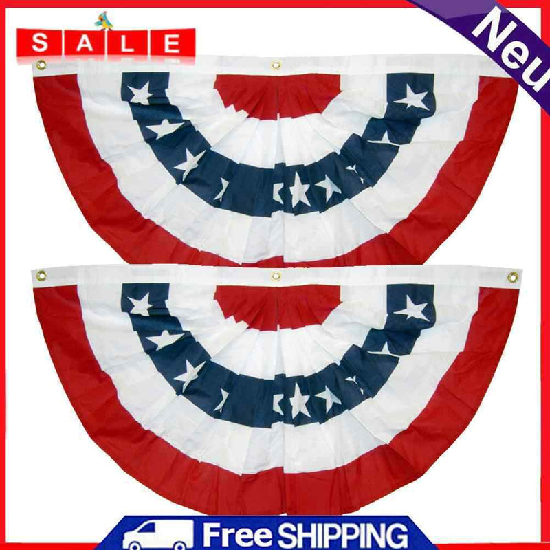 USA Pleated Fan Flag American Bunting Patriotic Half Banner Home Decoration