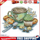 Teacup Cross Stitch Kit 14CT Stamp Embroidery DIY Needlework (J430 27x19cm)