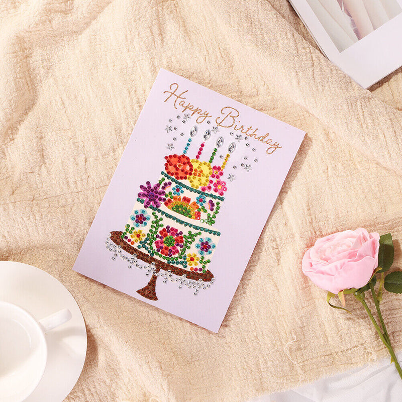 Special Shaped 5D Diamond Painting Happy Birthday Card DIY Postcard (KP016)