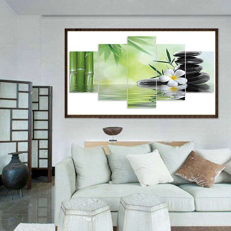 5pcs 5D DIY Full Drill Diamond Painting Bamboo Stone Cross Stitch Embroider