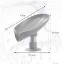 Leaf Shape Soap Box Drain Stand Suction Cup Punch-free Holder (Short Grey)