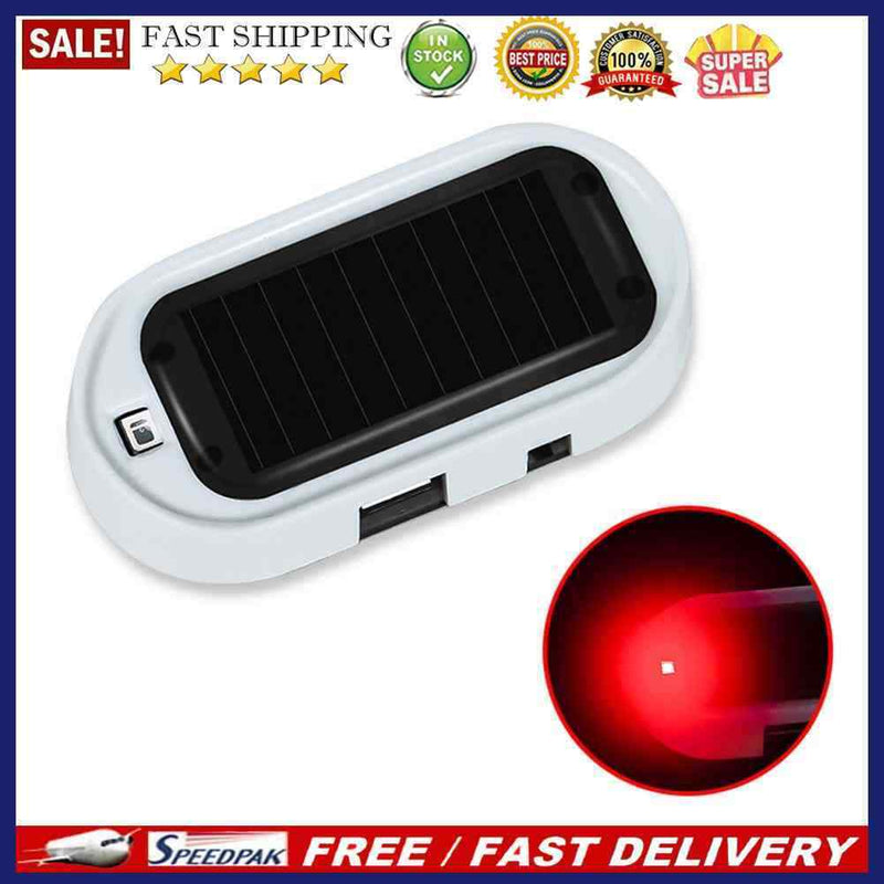 Solar USB Powered Car LED Alarm Light Anti-Theft Warning Flash Lamp (Red)