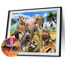 5D Full Round Drill Drawing Picture Zoo Party Diamond Painting Room Ornament Kit