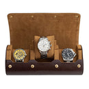 Portable 3 Slots Watch Storage Case Retro Watches Box Holder Stand (Brown) Newly
