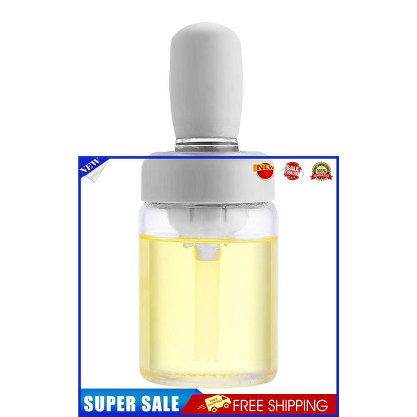 Oil Dispenser Bottle with Brush - Oil Storage and Silicone Brush (White)