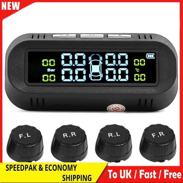 C68 USB+Solar Charging LCD Car TPMS Tire Pressure Monitor System with 4 Sensors