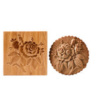Wooden Cookie Mold Flower Pine Cone Shape Carved Stamp for Biscuit Baking Too