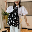 Student School Bags Canvas Casual Shoulder Backpack Women Cow Print Rucksack