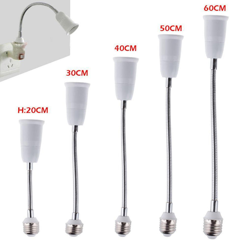 10pc E27 LED Light Bulb Lamp Holder Flexible Extension Adapter Socket(60cm)