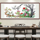 Partial Cross Stitch Flower Compete 14CT Printed Needlework Handmade Wall Art