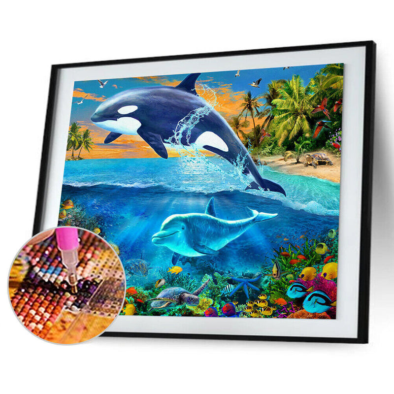 5D DIY Diamond Painting Dolphin Cross Stitch Embroidery Rhinestones Mosaic
