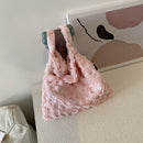 Female Fluffy Fashion Pure Color Shoulder Bag Mini Mobile Phone Crossbody Bag