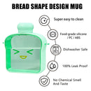 Clear Water Bottles Bread Shape Cup with Rotatable Threaded Lids (Green) Newly