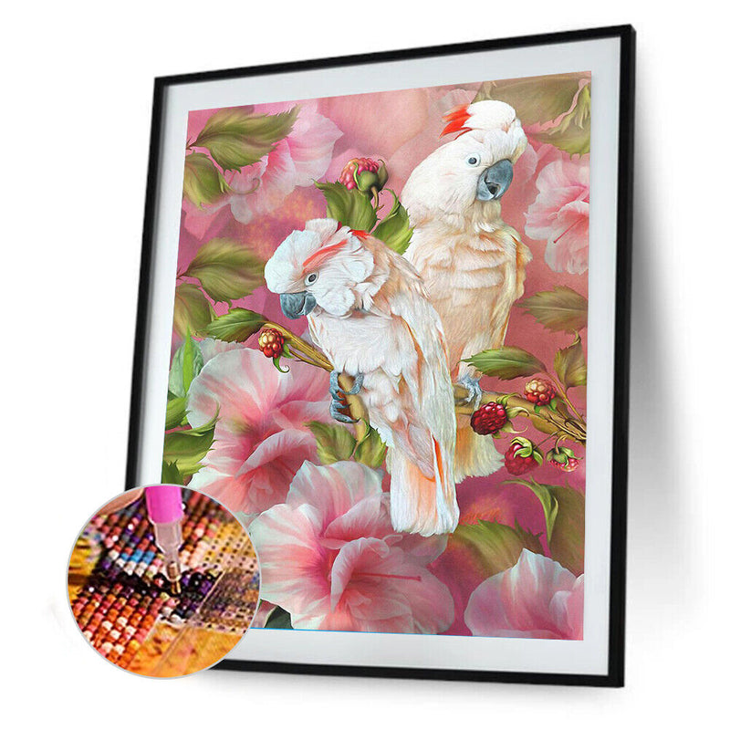Full Round Drill Diamond Painting White Parrot Mosaic Drawing