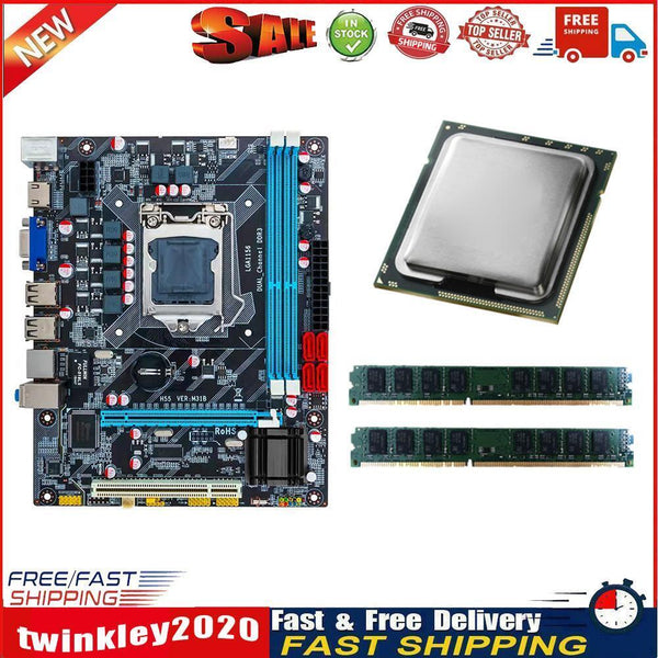 H55 Motherboard+Intel Core i5-760 CPU+2xDDR3 4G Memory for LGA1156 Boards Newly